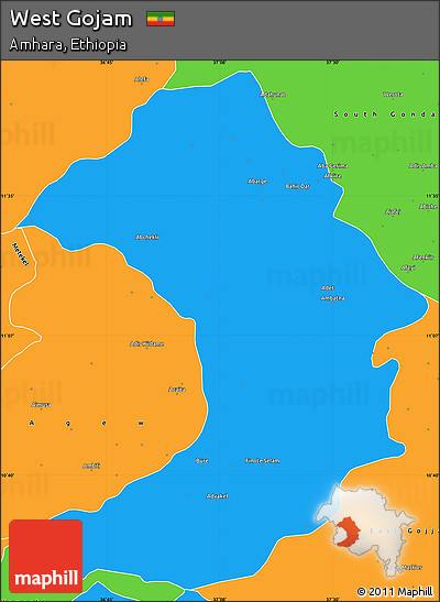 Political Simple Map of West Gojam