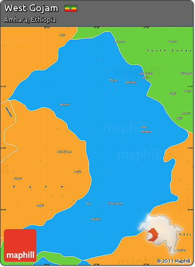 Political Simple Map of West Gojam