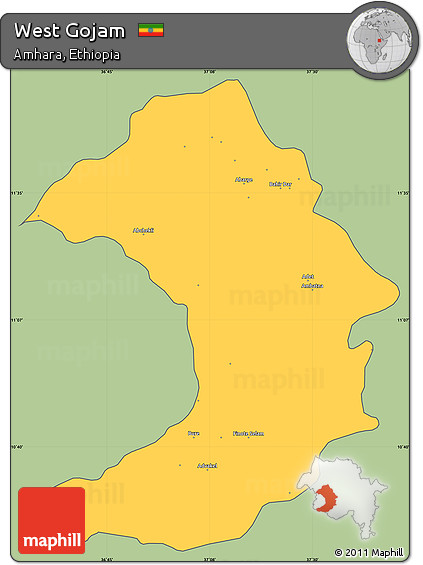 Savanna Style Simple Map of West Gojam, cropped outside