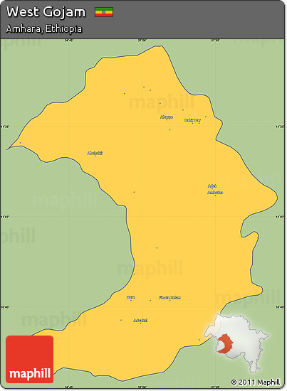 Savanna Style Simple Map of West Gojam, cropped outside