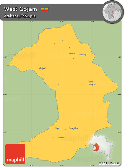 Savanna Style Simple Map of West Gojam, single color outside