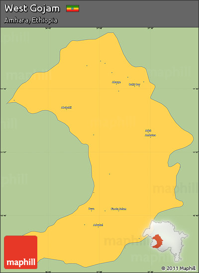 Savanna Style Simple Map of West Gojam, single color outside