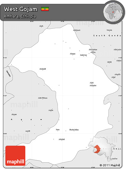 Silver Style Simple Map of West Gojam