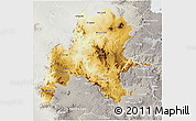 Physical 3D Map of Benshangul, lighten, semi-desaturated