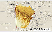Physical 3D Map of Bebieg, shaded relief outside