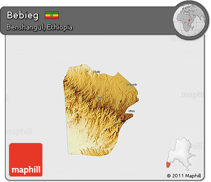 Physical 3D Map of Bebieg, single color outside