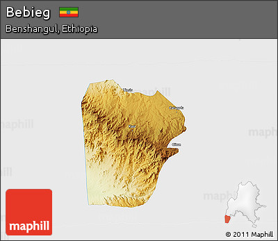 Physical 3D Map of Bebieg, single color outside