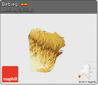 Physical 3D Map of Bebieg, single color outside