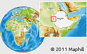 Physical Location Map of Bebieg, highlighted country, within the entire country