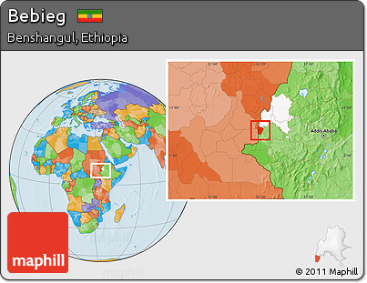 Political Location Map of Bebieg, highlighted parent region