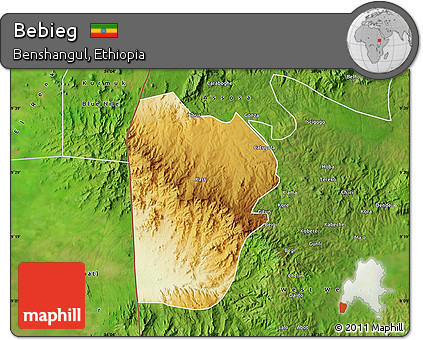 Physical Map of Bebieg, satellite outside