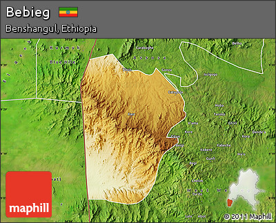 Physical Map of Bebieg, satellite outside