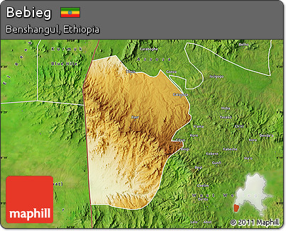 Physical Map of Bebieg, satellite outside