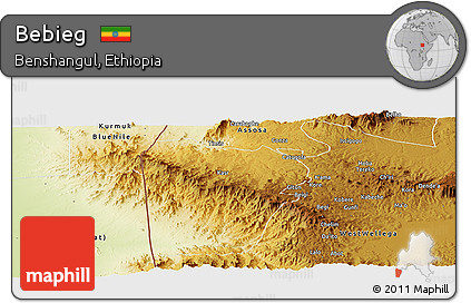 Physical Panoramic Map of Bebieg