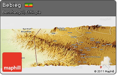 Physical Panoramic Map of Bebieg