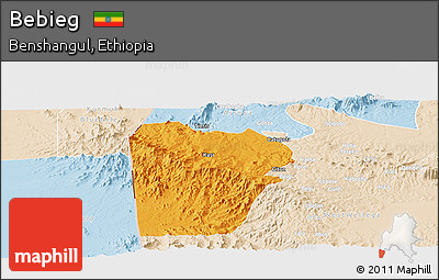 Political Panoramic Map of Bebieg, lighten