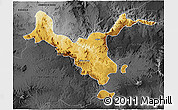 Physical 3D Map of Kemashi, darken, desaturated
