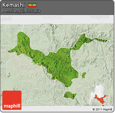 Satellite 3D Map of Kemashi, lighten