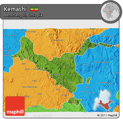 Satellite 3D Map of Kemashi, political outside