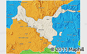 Shaded Relief 3D Map of Kemashi, political outside