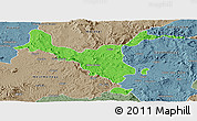 Political Panoramic Map of Kemashi, semi-desaturated