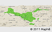 Political Panoramic Map of Kemashi, shaded relief outside