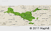 Satellite Panoramic Map of Kemashi, shaded relief outside