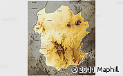 Physical 3D Map of Metekel, darken, semi-desaturated