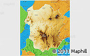 Physical 3D Map of Metekel, political outside