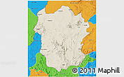 Shaded Relief 3D Map of Metekel, political outside