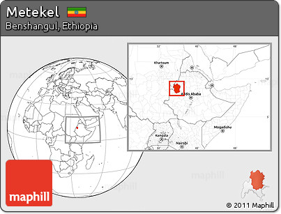 Blank Location Map of Metekel, within the entire country