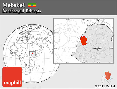 Blank Location Map of Metekel, highlighted country