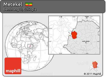 Blank Location Map of Metekel, highlighted country