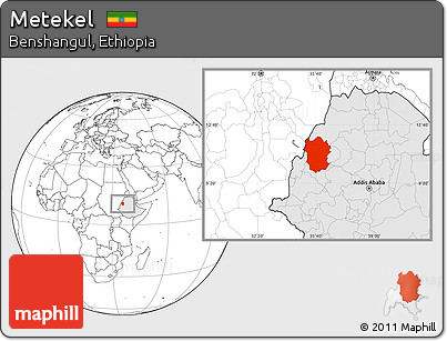 Blank Location Map of Metekel, highlighted country