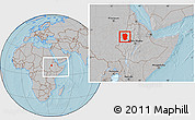 Gray Location Map of Metekel, within the entire country, hill shading