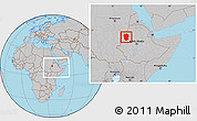 Gray Location Map of Metekel, within the entire country