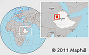 Gray Location Map of Metekel, highlighted country, within the entire country