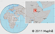 Gray Location Map of Metekel, highlighted parent region, within the entire country