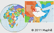 Political Location Map of Metekel, highlighted country, within the entire country
