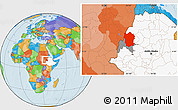 Political Location Map of Metekel, highlighted country, highlighted parent region
