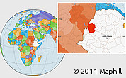 Political Location Map of Metekel, highlighted country