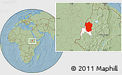 Savanna Style Location Map of Metekel, highlighted parent region, hill shading