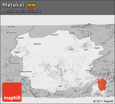 Gray Panoramic Map of Metekel