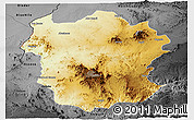 Physical Panoramic Map of Metekel, darken, desaturated