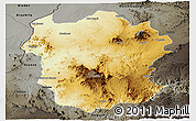 Physical Panoramic Map of Metekel, darken, semi-desaturated