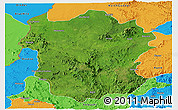 Satellite Panoramic Map of Metekel, political outside