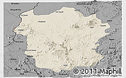 Shaded Relief Panoramic Map of Metekel, darken, desaturated