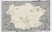 Shaded Relief Panoramic Map of Metekel, darken, semi-desaturated