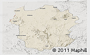 Shaded Relief Panoramic Map of Metekel, lighten, semi-desaturated