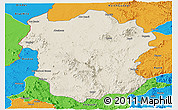 Shaded Relief Panoramic Map of Metekel, political outside